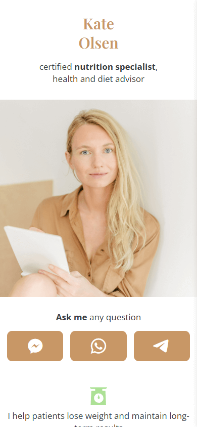 A link tree template for the nutritionist