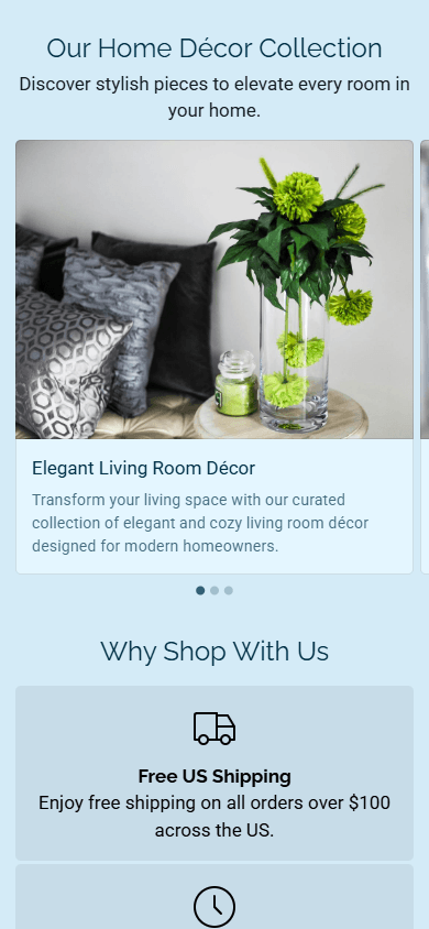 Middle of the e-commerce website built with Taplink AI