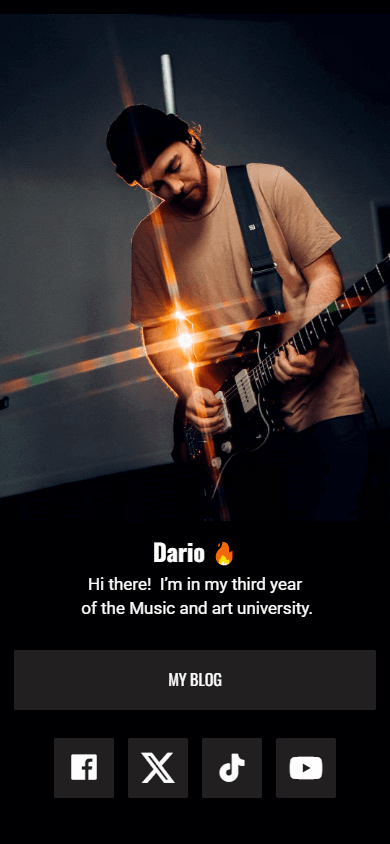 Musician’s website created with the Taplink website builder