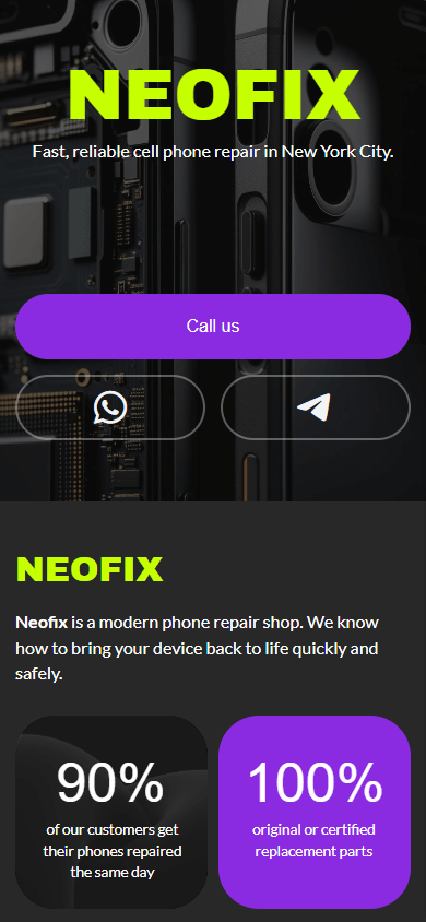 A small business link tree template for the phone repair shop