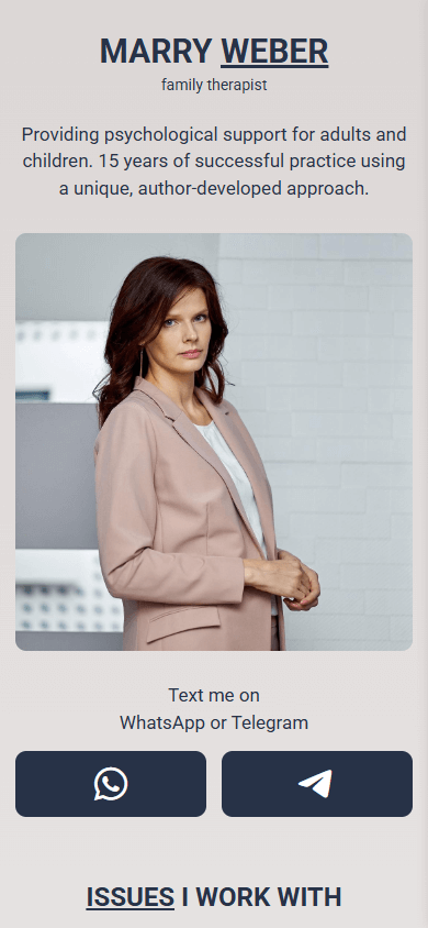 A link tree template to create a psychologist page