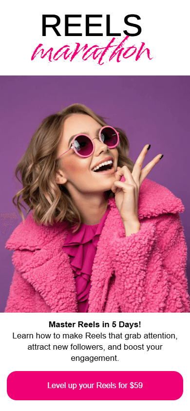 A template for an Instagram Reels expert