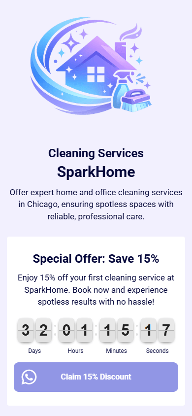 Top of the service business website created with the Taplink AI website builder