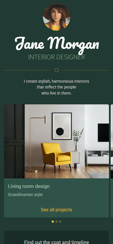 An interior designer link tree template