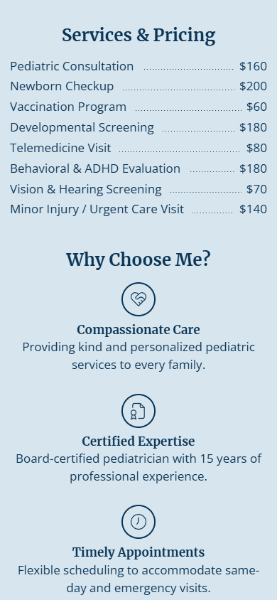 Middle of the doctor’s website built with Taplink AI