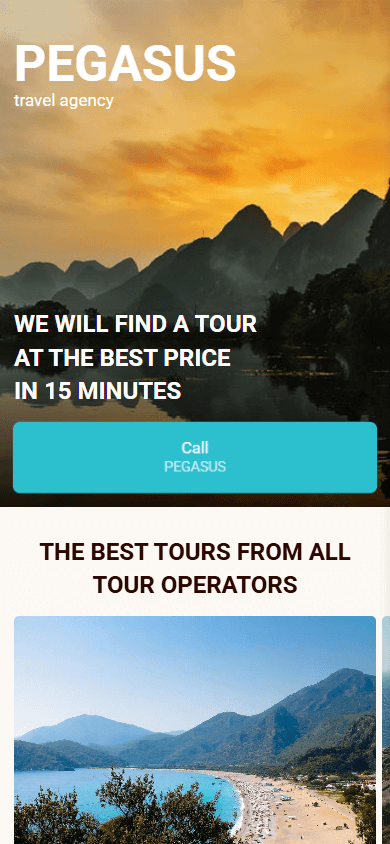 Travel agency page template in the Taplink library