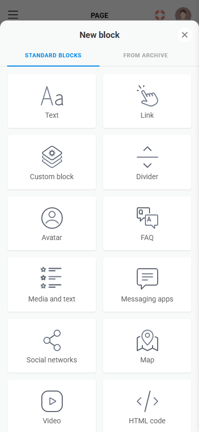 First part of content blocks available on Taplink which is an alternative to Carrd