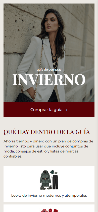Parte superior del ejemplo de la página de link in bio del creador de una guía de estilo