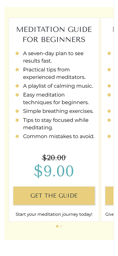 Bottom section of the guide seller’s Milkshake-style website with a Pricing plans block