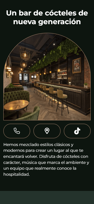 Parte inferior de la página de link in bio de un bar