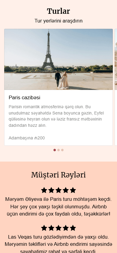 Taplink AI ilə yaradılmış səhifənin orta hissəsi