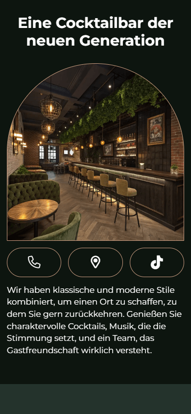 Unterer Teil der Link-in-Bio-Seite einer Bar