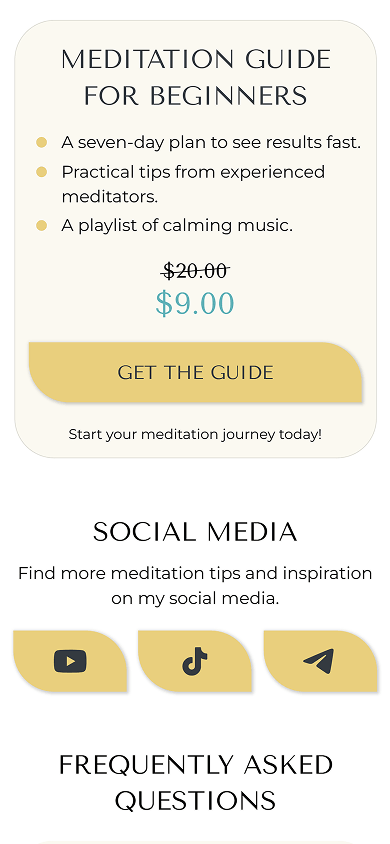 Bottom section of the meditation coach’s Beacons-style website created using Taplink