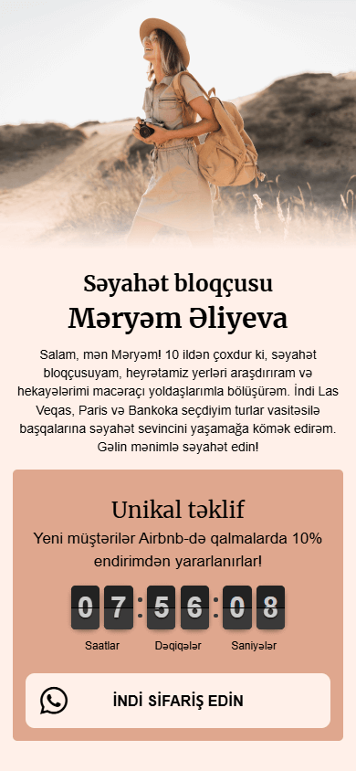 Taplink AI ilə yaradılmış səhifənin yuxarı hissəsi