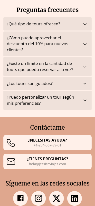 La parte inferior del ejemplo de la página creada con Taplink AI